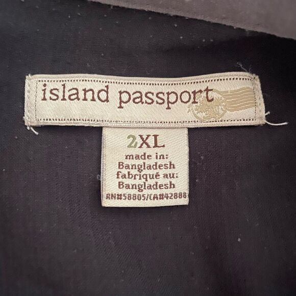 Island Passport Men’s Black/gray Short Sleeve Button Down Shirt Size 2XL - Picture 4 of 7